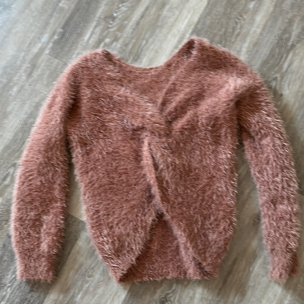fur sweater in blush color, like new, great condition and very warm